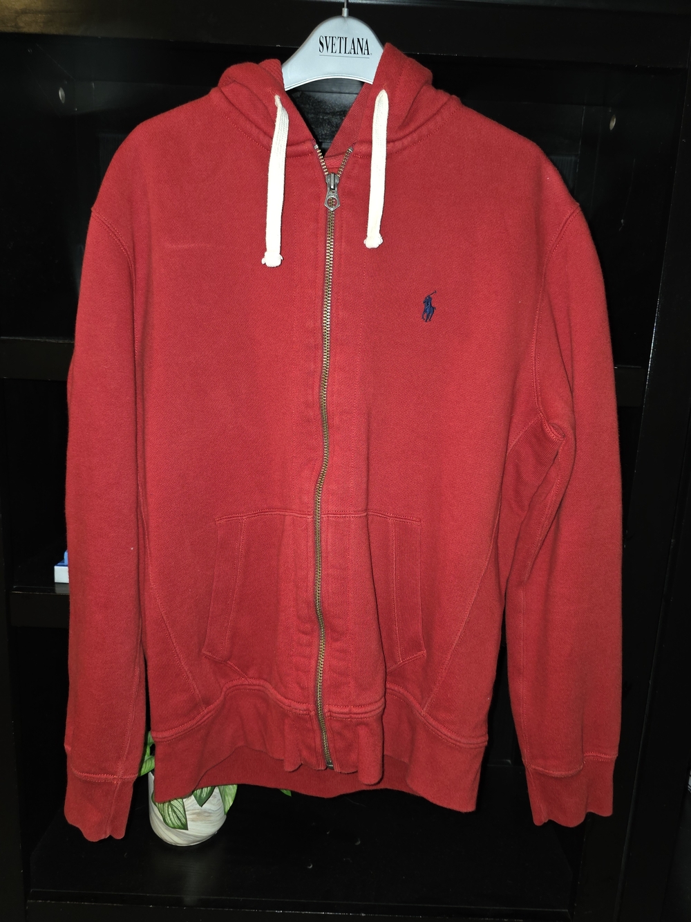Polo by Ralph Lauren Red Zip-Up Hoodie Size Large PTP 24 In Length 28 In